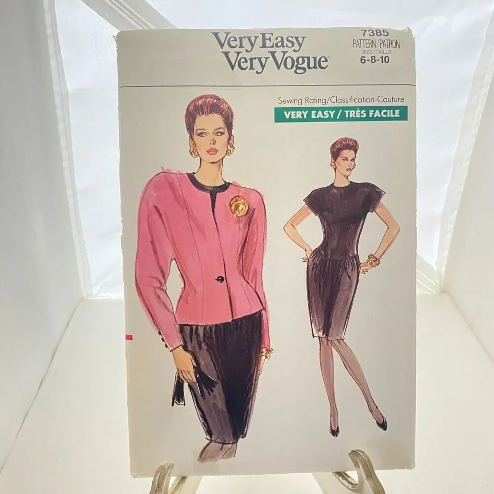 #7385 Vogue VTG VERY EASY Misses Jacket and Dress Sewing Pattern Size 6-10